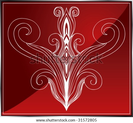 stock vector : Abstract Tattoo Art : Organic design element on a red 