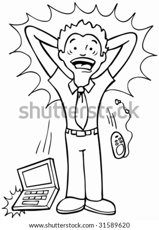 Stressed Out Person Cartoon. stock vector : Stressed Man