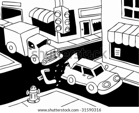 cartoon car accident pictures. stock vector : Car Accident