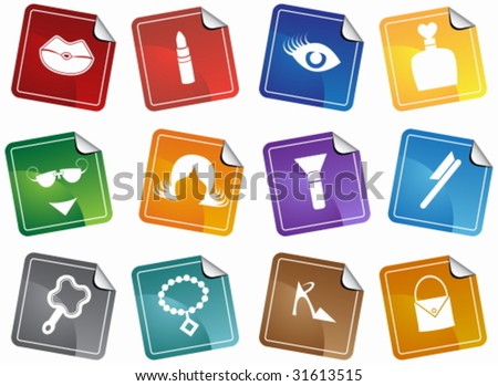 Lingerie Icon  on Beauty Sticker Icon Set   Female Beauty Themed Buttons  Stock Vector