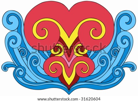 stock vector Heart Wave Tattoo Element Abstract decorative design