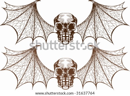 bat wings tattoo. stock vector : Skull Bat Wings