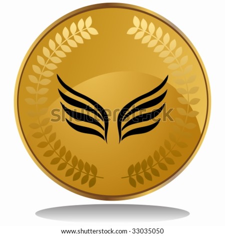 stock vector angel wings coin