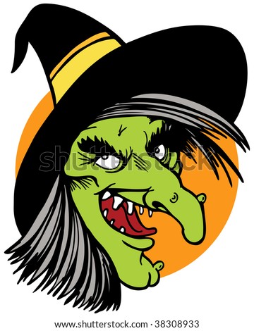 Witch Face Isolated On A White Background. Stock Vector Illustration