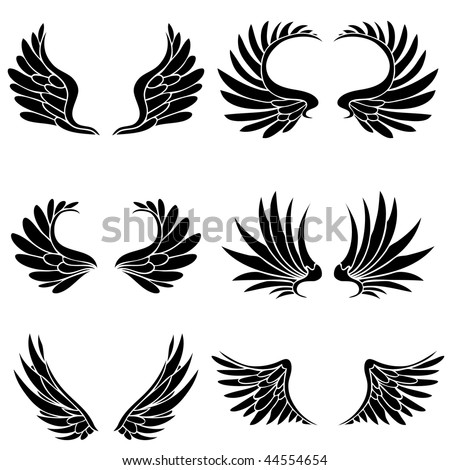 stock vector Black angel wings isolated on a white background