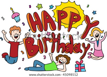 happy birthday cartoon. stock photo : happy birthday