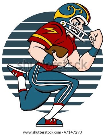 Cartoon Of Football Player Isolated On A White Background. Stock Photo