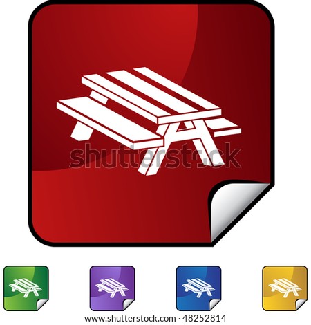 Picnic Table Isolated On A White Background. Stock Vector Illustration