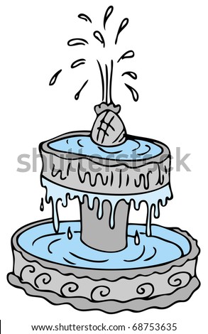 An Image Of A Cartoon Water Fountain. Stock Vector Illustration