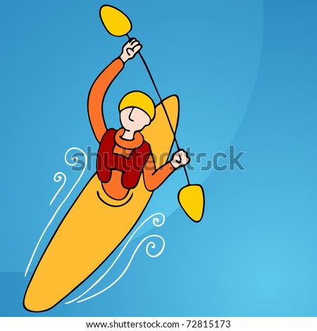 An image of a athletic man rowing in a kayak.