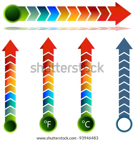 An image of a thermometer temperature arrow set An image of a thermometer temperature arrow set