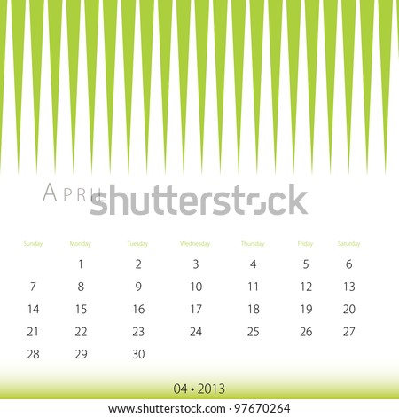 April 2013 Calendar on An Image Of A April 2013 Calendar  Stock Vector 97670264