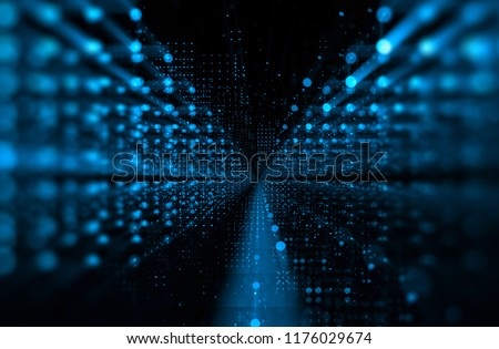 3d illustration. Data storage service. Server room.\
Modern web network. Internet connection. \
Quantum computer system. Blockchain technology.\
Grid and lines. Hosting domain. Electronic device.