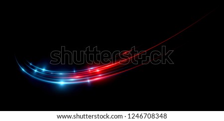 Glow effect. Ribbon glint. Curved lines. Power energy. LED glare tape. Shining neon cosmic streaks. Magic design round whirl. Swirl trail effect. Smooth wave.  Gentle arc. Light flow.  Sci fi tech