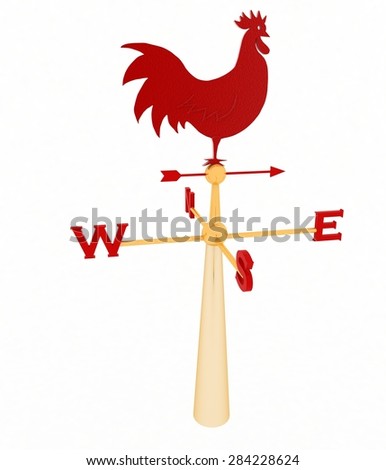 Rooster weather vane isolated on white background.3d image