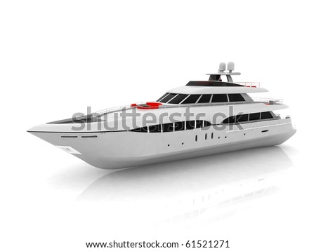 White pleasure yacht isolated on a white background White pleasure yacht isolated on a white background