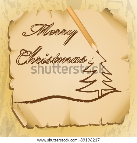 Christmas  on Pencil Writing Christmas Greetings Stock Vector 89196217