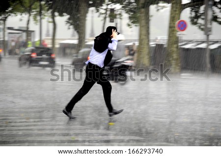 running man in the rain