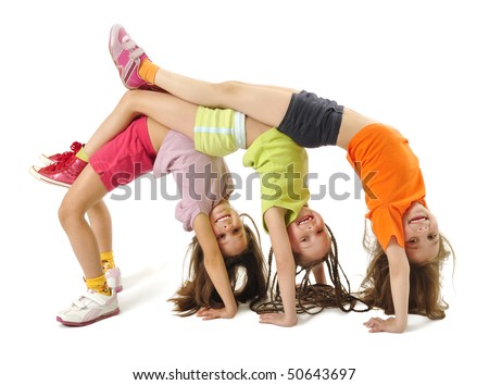 Little girls standing on her arms Little girls standing on her arms
