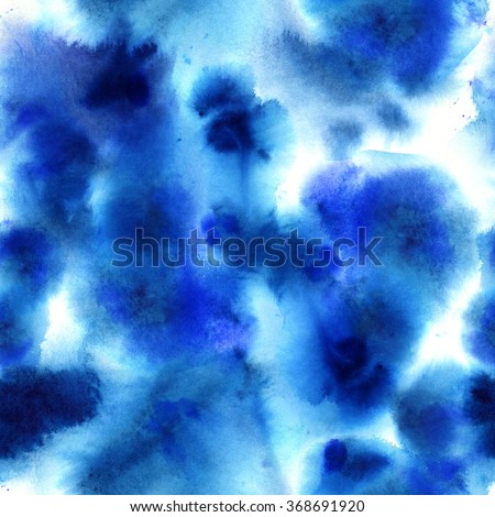 Abstract blue watercolor dye seamless pattern  technique Shibori. Texture for cotton textiles, prints, fashion fabrics