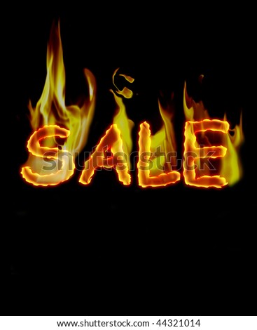 Bright sign decorated with fire sale.