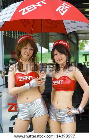 MALAYSIA - JUNE 21: GT Club\'s models pose for the Super GT International Malaysia Series 2008 June 21, 2008 at Sepang Circuit, Malaysia. The event features road cars.