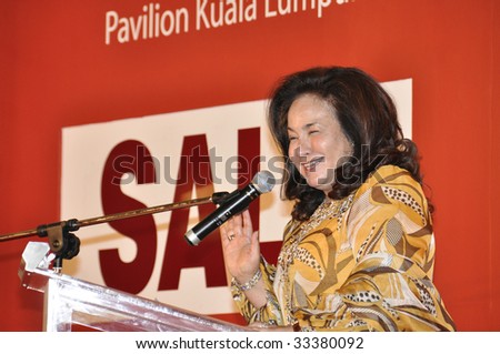 KUALA LUMPUR, MALAYSIA - JULY 5: Y.A.Bhg. Datin Paduka Seri Rosmah Mansor is giving a speech for the official launch of Malaysia Mega Sale Carnival at the Pavilion in Kuala Lumpur on July 5, 2009.
