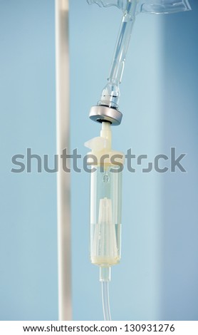 Dropper bottle with physiological solution for intravenous injection in hospital