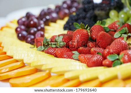 catering services background with fruits and berry in restaurant
