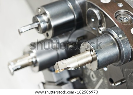 industrial metal work bore cutting tool on automated lathe