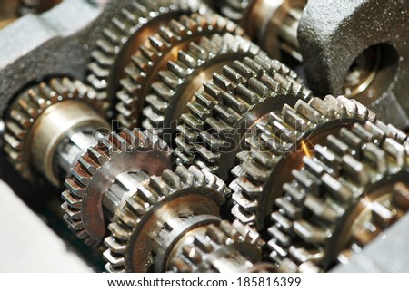 close-up of automobile engine or transmission steel gear box