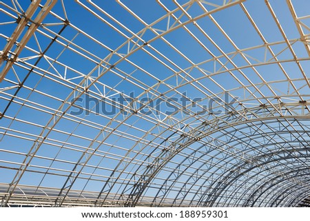 modern frame work of metal construction carcass roof support of building