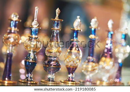 fragrance perfume or oil in decorative east style glass bottles