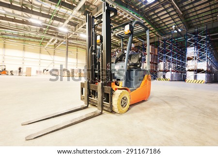 forklift loader pallet stacker truck equipment at warehouse
