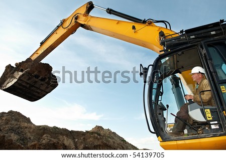excavator loader driver working at construction building area
