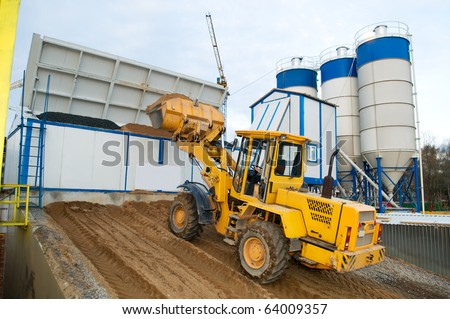 front-end loader loading with sand bunker of Stationary Concrete Batching Plant