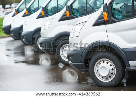 transporting service company. commercial delivery vans in row