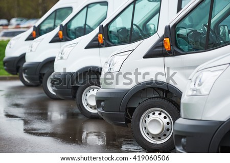transporting service company. commercial delivery vans in row