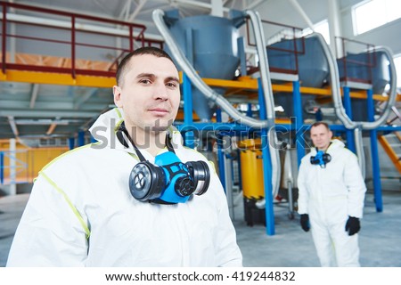 chemical industry workers at factory