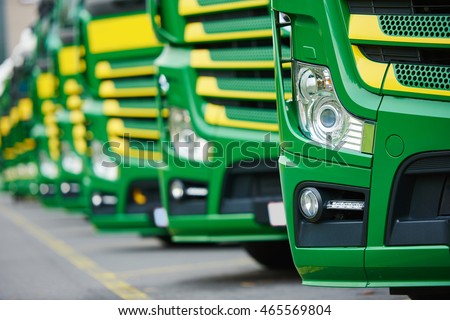 transporting freighting service lorry trucks in row