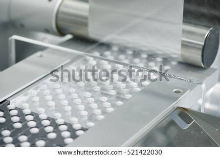 tablet pill production. Blistering conveyer
