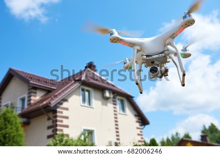drone quadrocopter usage. private property protection or real estate check