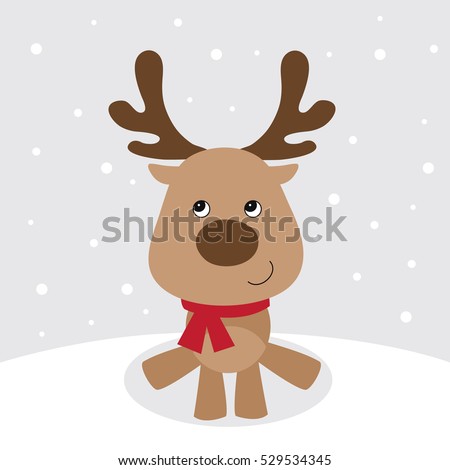 Christmas Card With Cute Reindeer Stock Vector 529534345 : Shutterstock