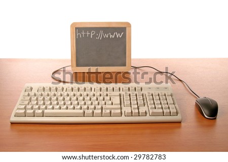 computer with slate table monitor, business and evolution concept
