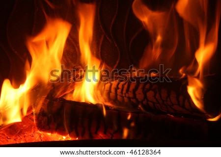 nice home fire in the fireplace, home photo