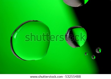 transparent drops of water, nice beautiful background photo, green and black background