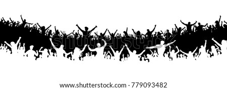 Crowd of people in the stadium. Crowd of sports fans. Silhouette vector. Banner, poster