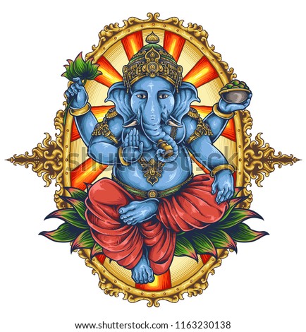 vector illustration of ganesha elephant symbol of gods religion hinduism