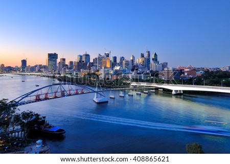 Brisbane city skyline and Brisbane river viewing from Kangaroo Point