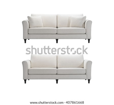 White sofas isolated with clipping mask.